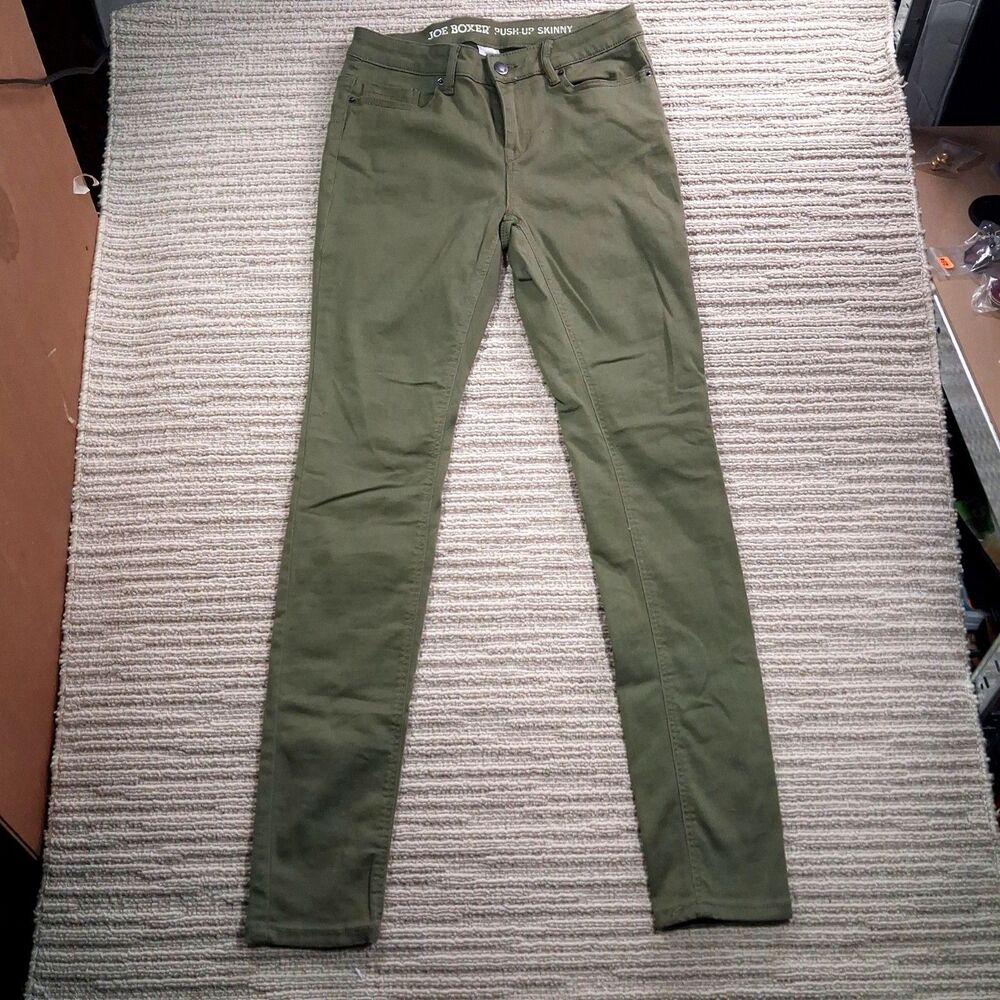 joe boxer womens push up skinny jeans size 1 olive green stretch denim pants w28